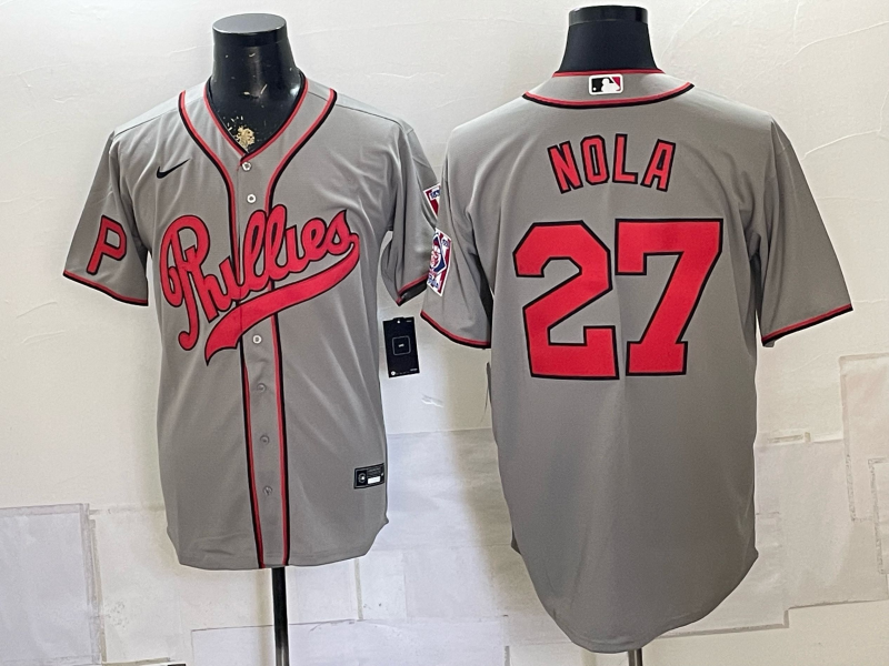 Men 2026 Philadelphia Phillies #27 Nola grey Game Nike MLB Jersey 0826001->philadelphia phillies->MLB Jersey